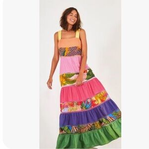 FARM RIO Rainbow Mix Tropical Floral Maxi Dress